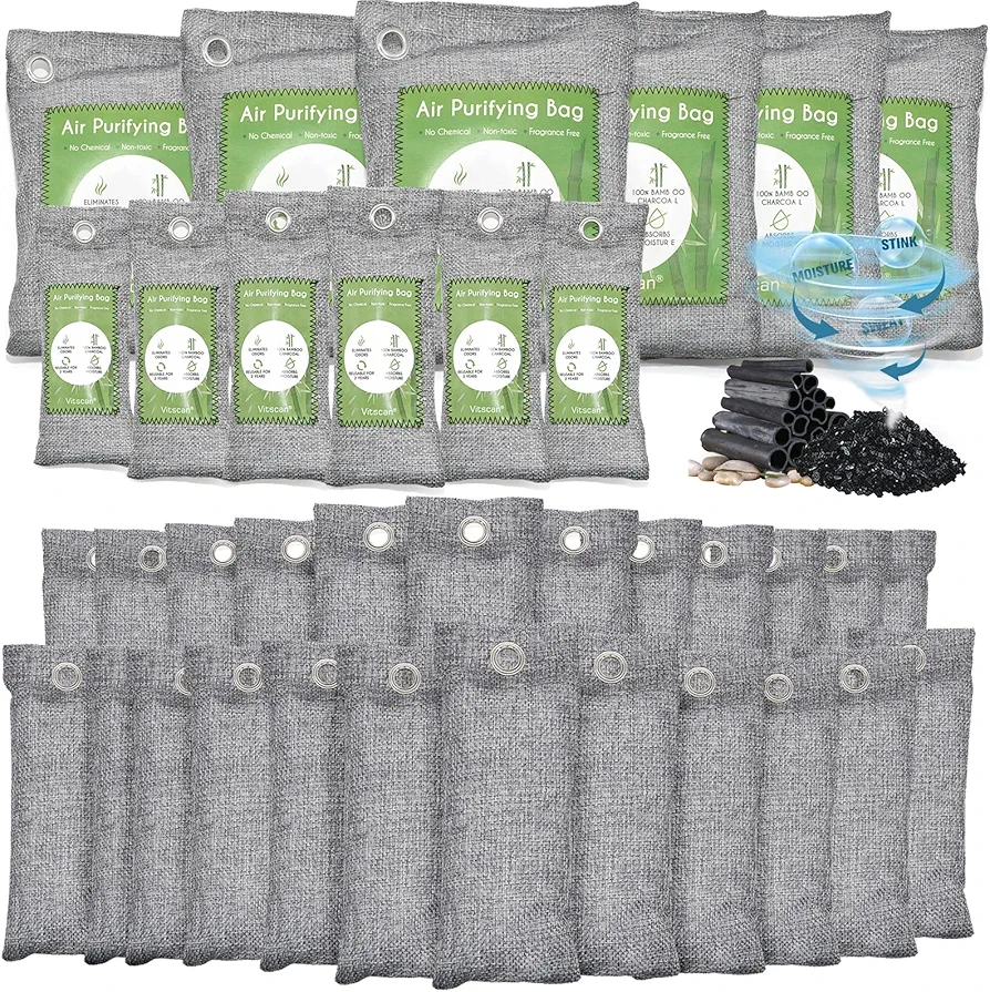 36 Pack Bamboo Charcoal Air Purifying Bag, Activated Charcoal Bags Odor Absorber, Moisture Absorber, Natural Car Air Freshener, Shoe Deodorizer, Odor Eliminators For Home, Pet, Closet