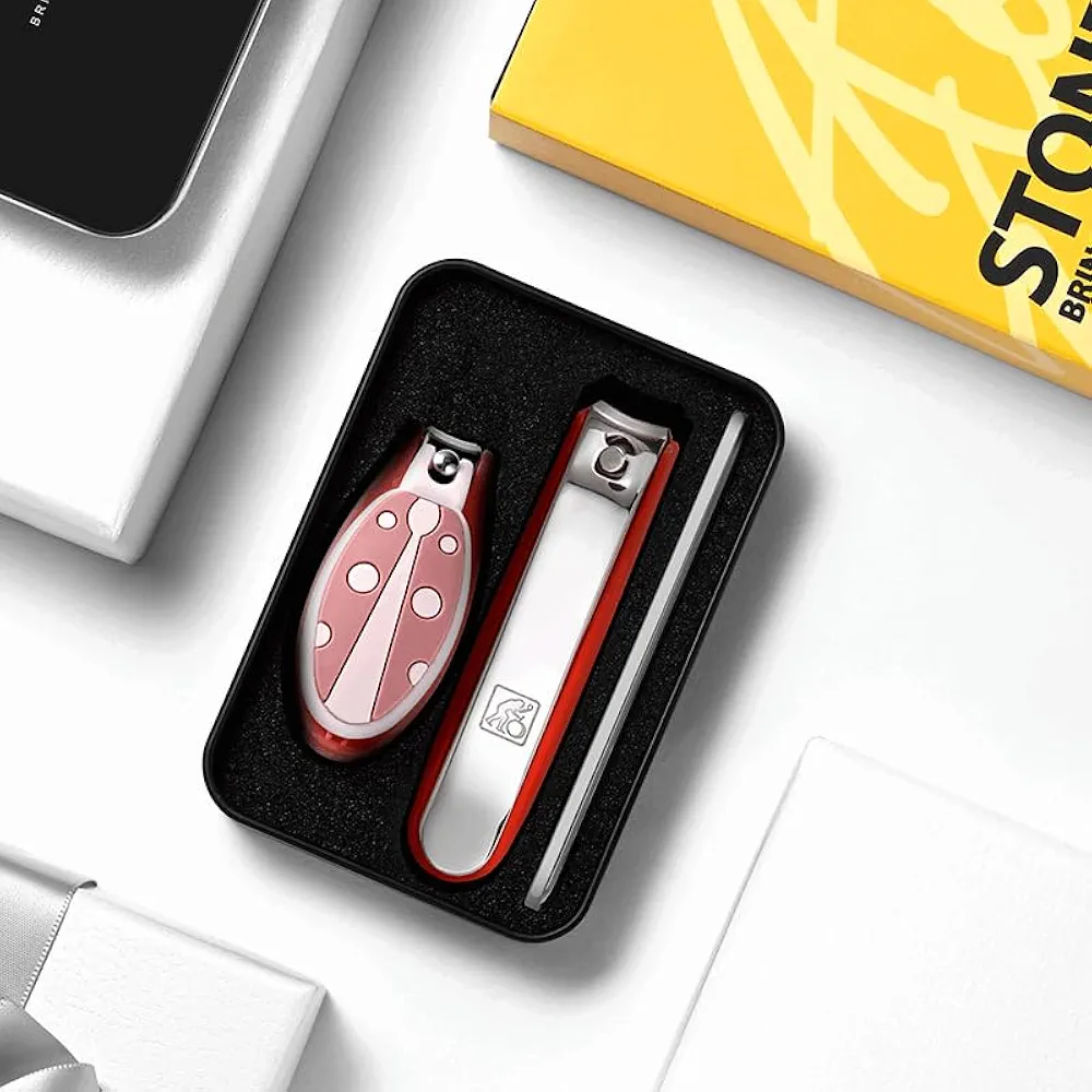 Magnetic Beetle-Shaped Nail Care Set for the Whole Family Refrigerator Magnet Clip + Children's Nail Clippers + Nano Bright Nail File (pink)