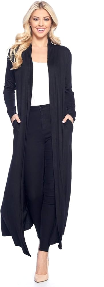 Isaac Liev Women's Maxi Cardigan – Casual Long Flowy Open Front Floor Length Drape Lightweight Duster Sweater Made in USA