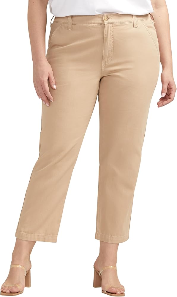 JAG Women's Plus Size Chino Tailored Cropped Pants