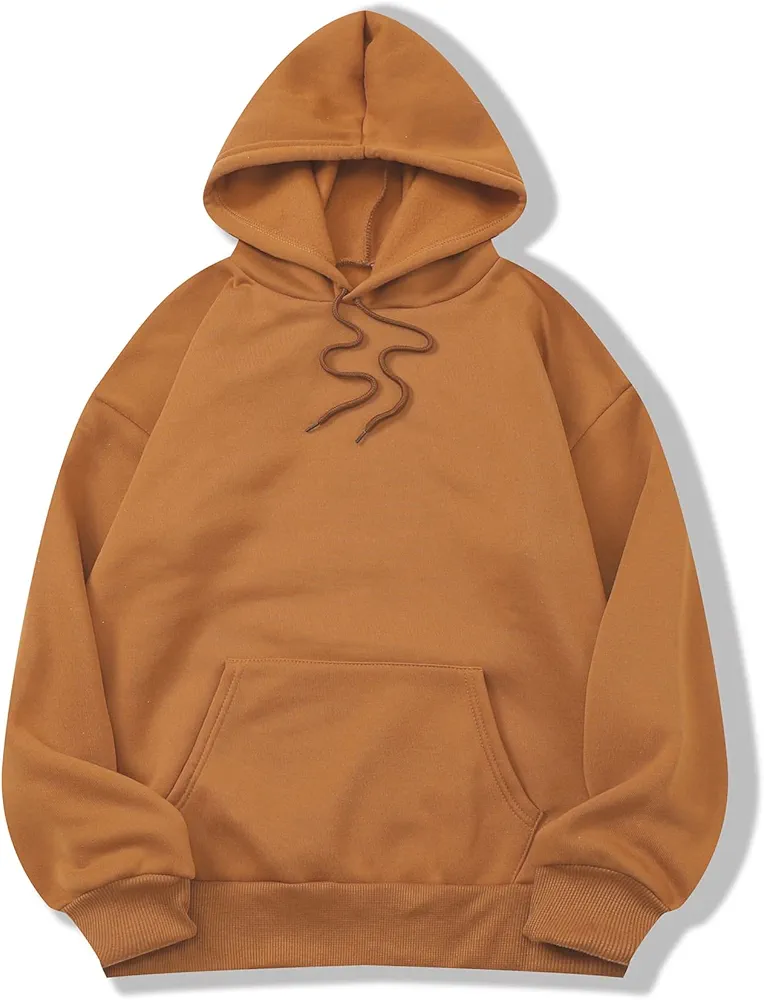 Women's Sweatshirt Sweatshirts Hoodies Solid Kangaroo Pocket Thermal Lined Hoodie Warmth Beautiful Lovely Fashionable (Color : Brown, Size : Medium)