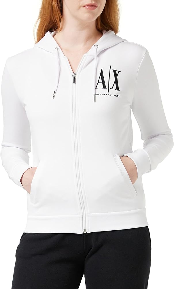 Armani Exchange Women's Icon Project Embroidered Zip Up Hooded Sweatshirt