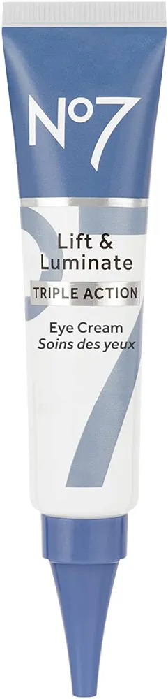 No7 Lift & Luminate Triple Action Eye Cream - Anti-Aging Under Eye Cream for Dark Circles, Puffiness & Wrinkles - Formulated with Vitamin C to Brighten and Refresh Tired Eyes (0.5 Fl Oz)