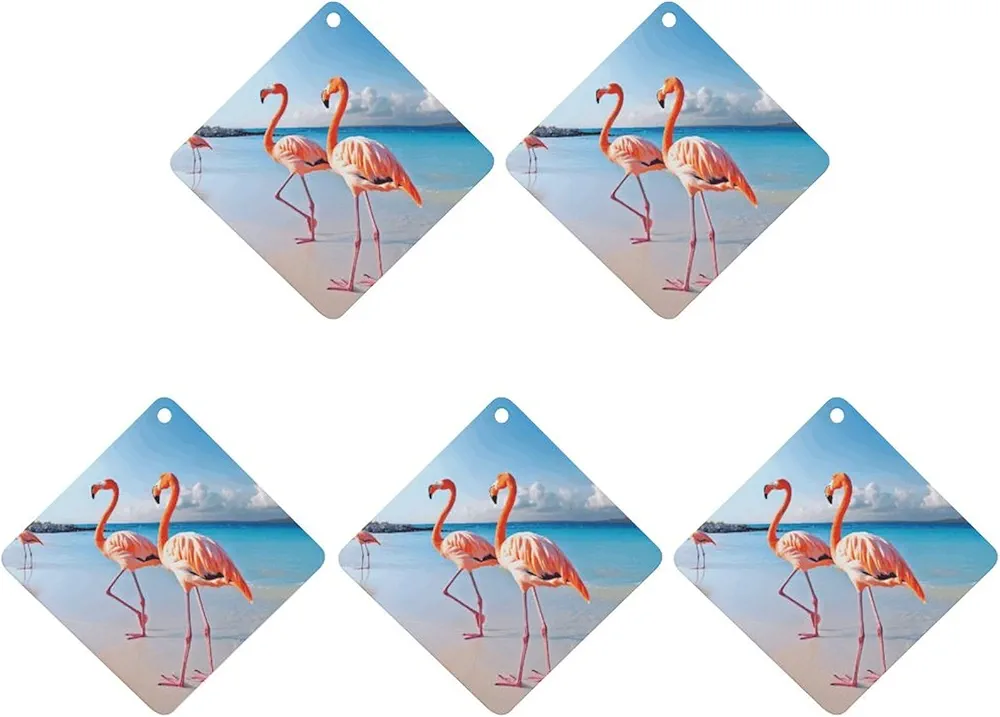 5 Pcs Car Air Fresheners Hanging Air Freshener Pink Flamingo on Beach Hanging Scented Cards Fragrance Scented Cards for Car Car Aromatherapy Tablets for Car