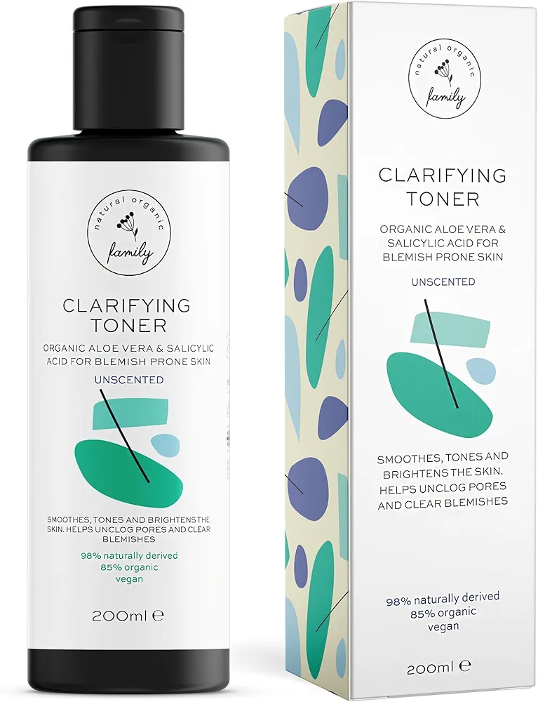 Clarifying Toner for Face - Salicylic Acid Toner - Spot and Oil Control, Cruelty-Free Skincare by The Natural and Organic Family - 7.04 oz