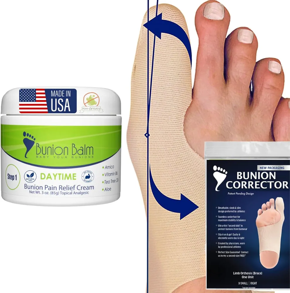 Bunion Big Toe Corrector for Women - Large Right + Bunion Balm Day Bundle