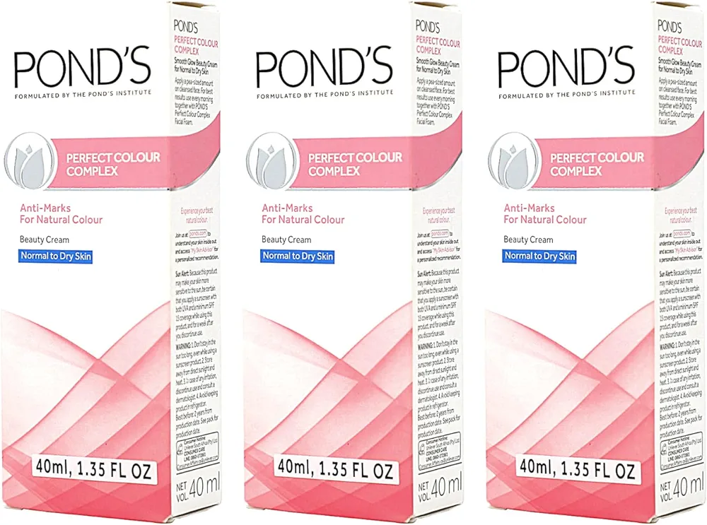 Pond's Perfect Color Beauty Cream, Anti-Marks Beauty Cream and Moisturizer, Normal to Dry Skin, 3-Pack of 1.35 Fo Oz Each