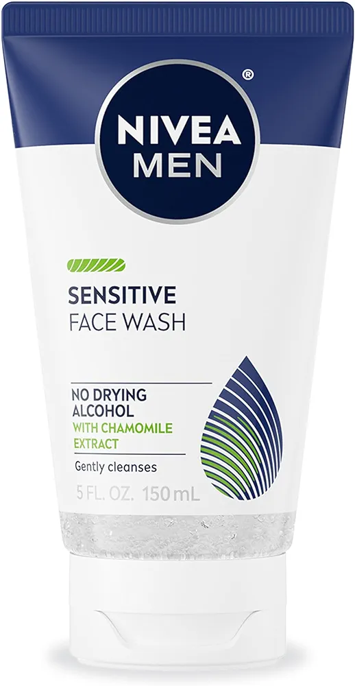 Nivea Men Sensitive Face Wash with Vitamin E, Chamomile and Witch Hazel Extracts, 5 Fl Oz Tube