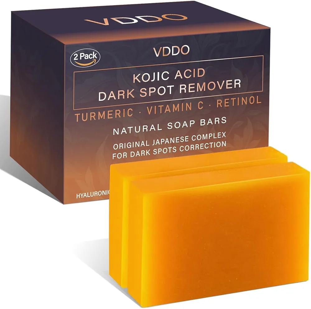 Turmeric Soap Bar, Kojic Acid Soap Dark Spots for Hyperpigmentation Original Japanese Formula Retinol Vitamin C Collagen Hyaluronic Acid Dark Spot Remover for Body Skin Face