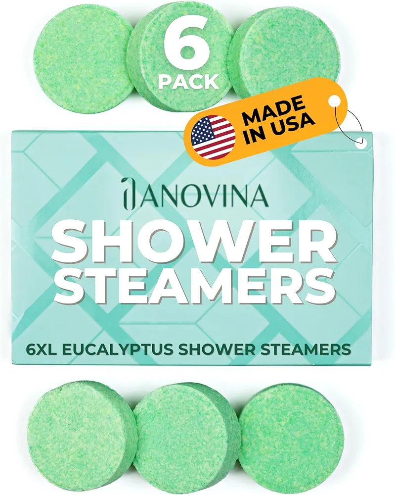 Anovina XL Shower Steamers Aromatherapy Made in USA with All Natural Ingredients. Shower Bombs Self Care Gifts for Women and Men Eucalyptus Shower Stearmers Mothers Day Gift