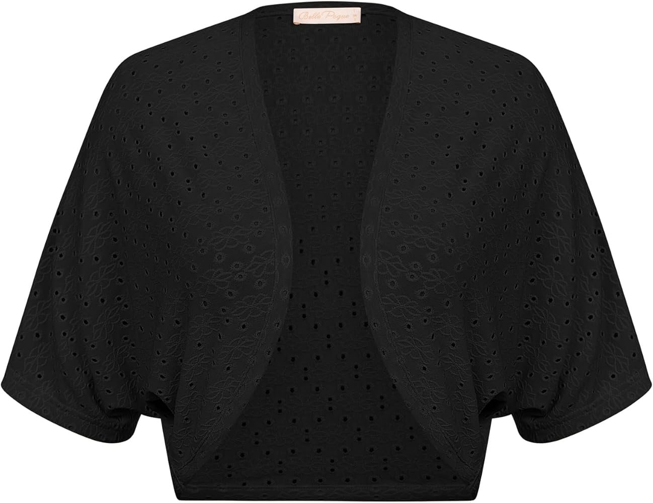 Belle Poque Women's Open Front Bolero Shrug Batwing Short Sleeve Cropped Cardigan Lightweight