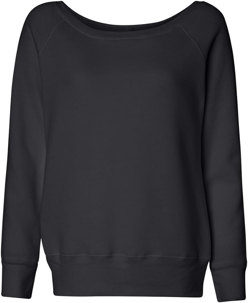 Clementine 616404591022 Womens Sponge Fleece Wide Neck Sweatshirt44; Solid Black Triblend - Large