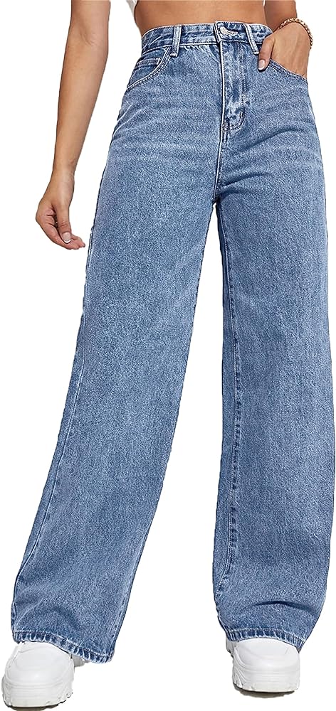 Wide Leg Jeans for Women Casual High Waist Baggy Jeans Denim Pants