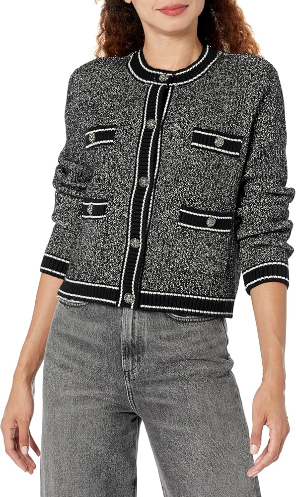 KARL LAGERFELD Women's Tweed Cardigan Long Sleeve Top