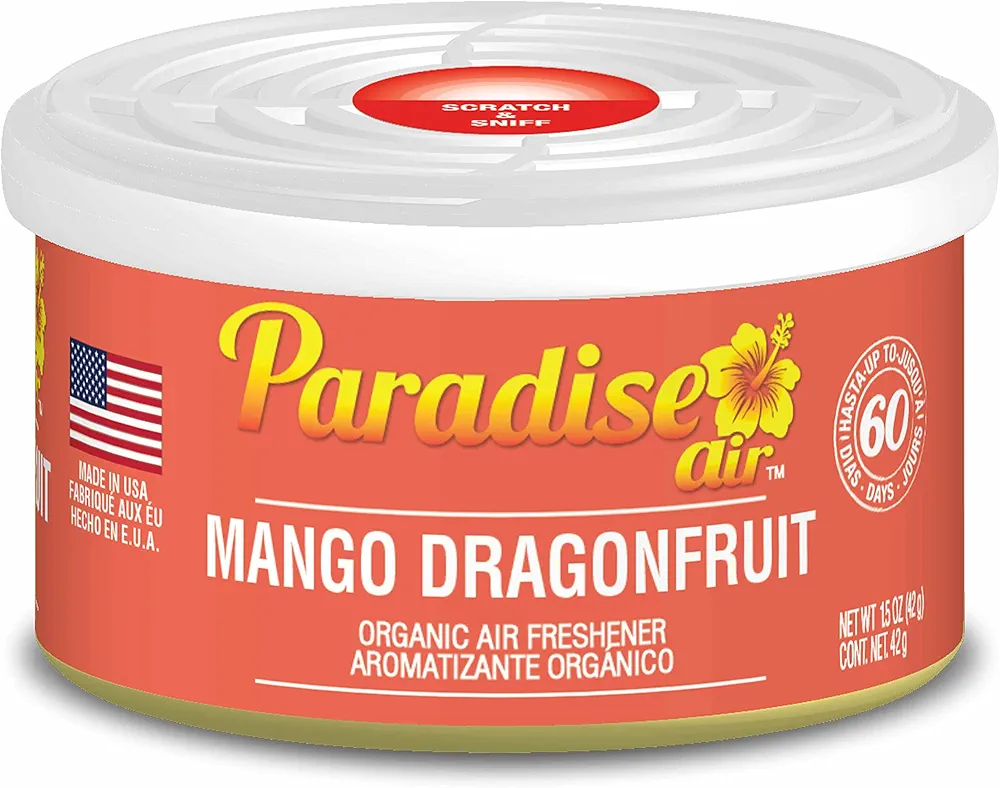 2 Paradise Organic Air Freshener Mango Dragonfruit Scent Fiber Can Home Aroma