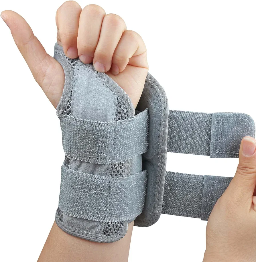 Carpal Tunnel Wrist Brace, Adjustable Wrist Support Brace, Night Wrist Sleep Supports Splints Arm Stabilizer (Left Hand, S/M, Grey)