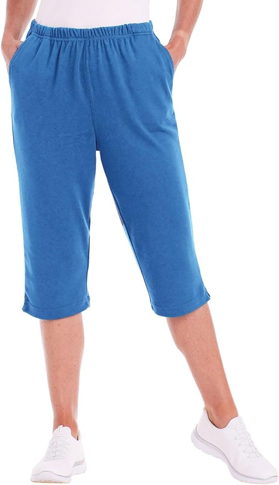 CATALOG CLASSICS Womens Capri Pants with Pockets Elastic Waist Pants for Women