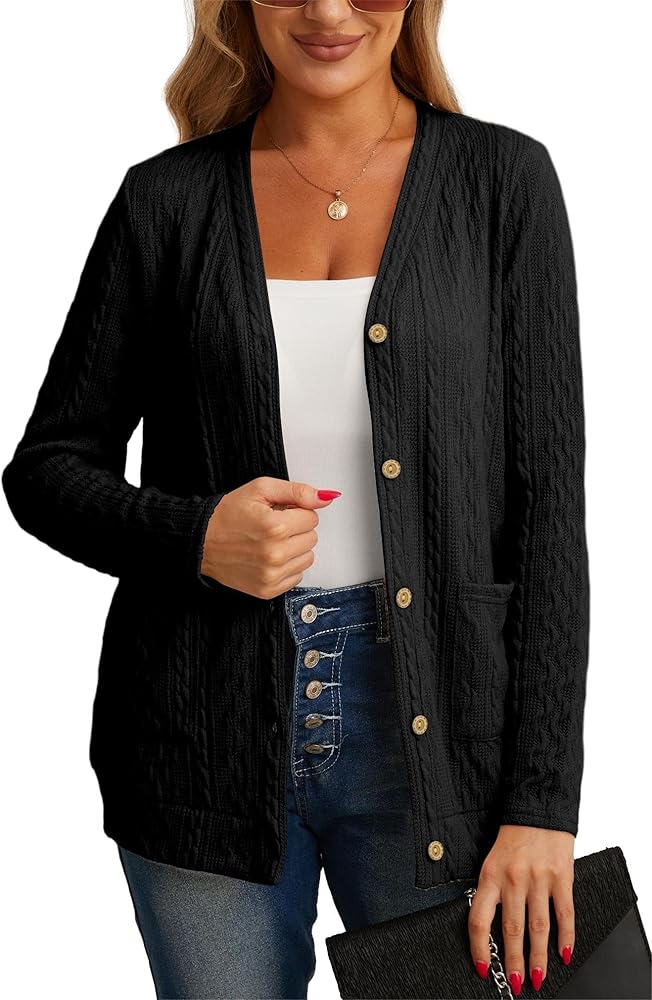 GRECERELLE Women's Lightweight Cardigan Sweater Casual Long Sleeve Knit Cardigan Open Front Outwear Jacket with Pockets