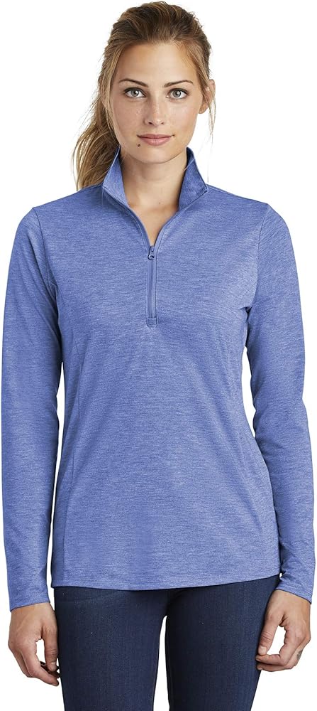 ST Ladies PosiCharge Tri-Blend Wicking 1/4-Zip Pullover M True Royal Heather