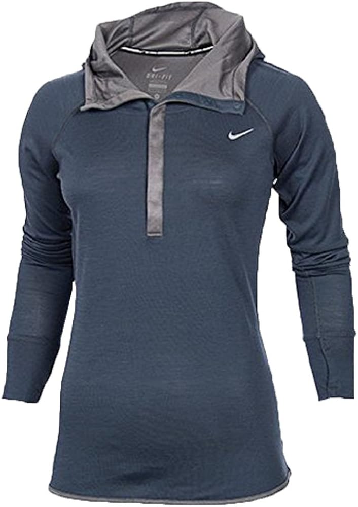 Nike Womens Dri-Fit Wool Running Hoodie 746790 (Medium, Dark Magnet Grey/Reflective Silver)