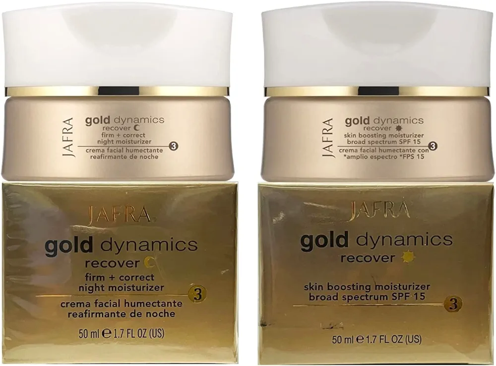 JAFRA Gold Dynamics Skin Boosting Moisturizer Broad Spectrum SPF 15, Gold Dynamics Firm + Correct Night Moisturizer