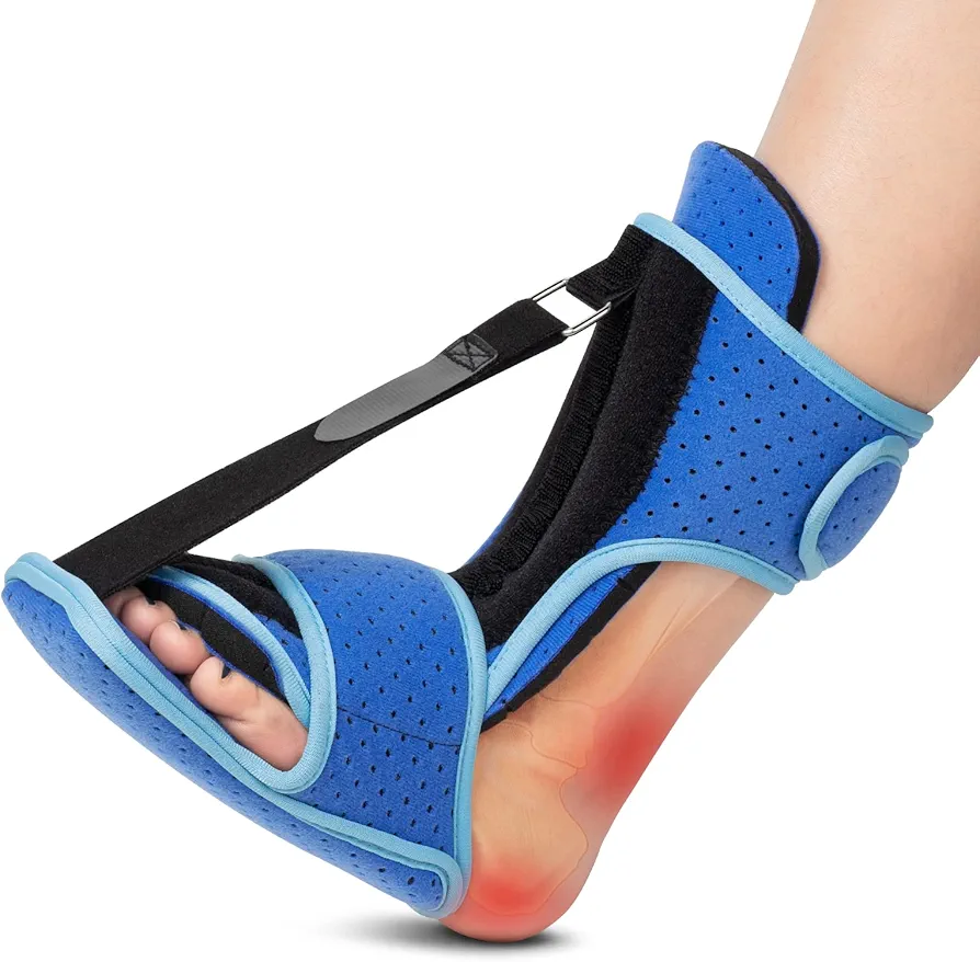 Plantar Fasciitis Night Splint for Achilles Tendonitis, Foot Drop and Heel Pain Relief - Adjustable, Lightweight, Breathable