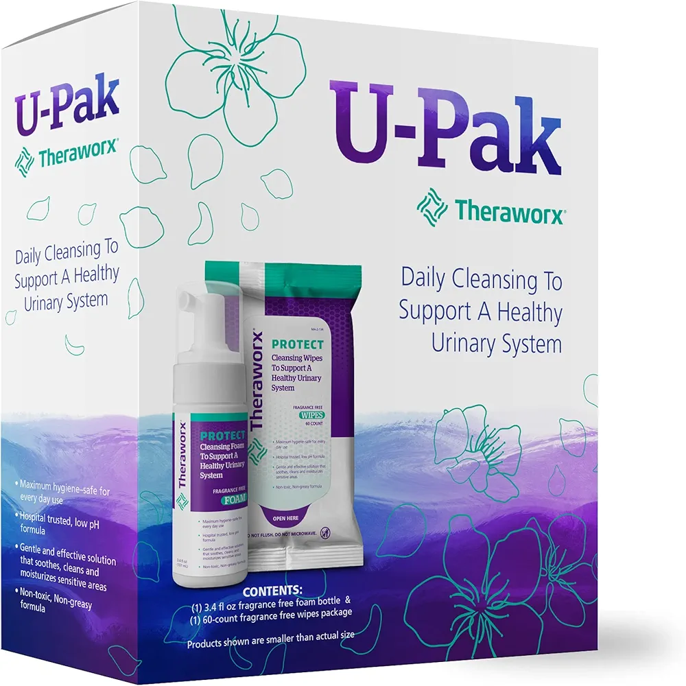 Theraworx Protect U-Pak 60-Ct Wipes & Hygiene Foam 3.4 oz for Urinary Health (Pack of 1)