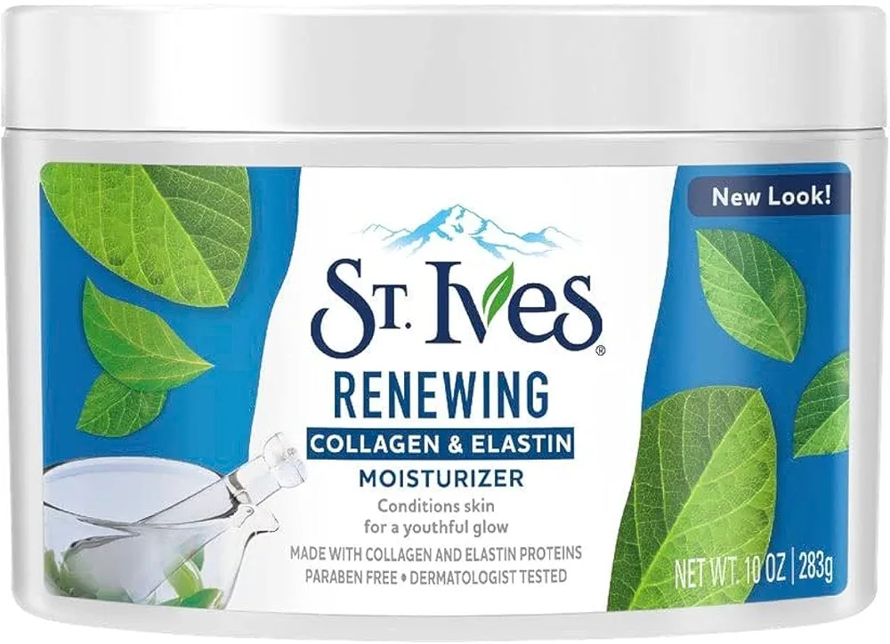 St. Ives Face Moisturizer Cream, Collagen and Elastin, Renewing Facial Moisturizer for Women, Paraben Free, Dermatologist Tested Daily Moisturizing for Dry Skin Cruelty Free, 10 oz