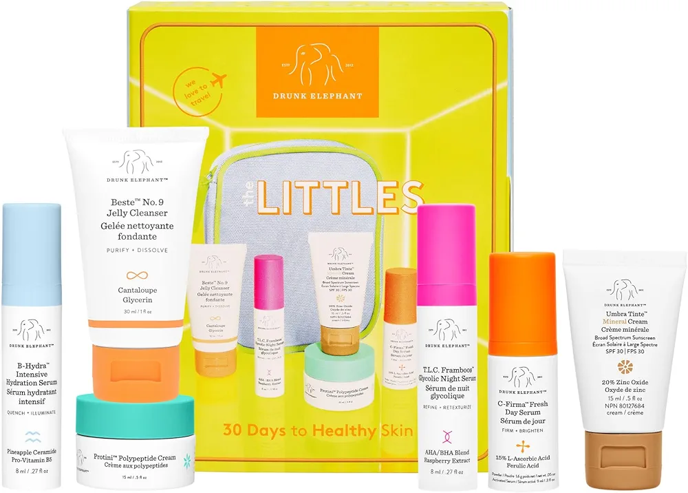 Drunk Elephant The Littles 7.0 - Includes Six Travel-Friendly A.M. and P.M. Essentials - Free of Essential Oils, Silicones & Fragrances