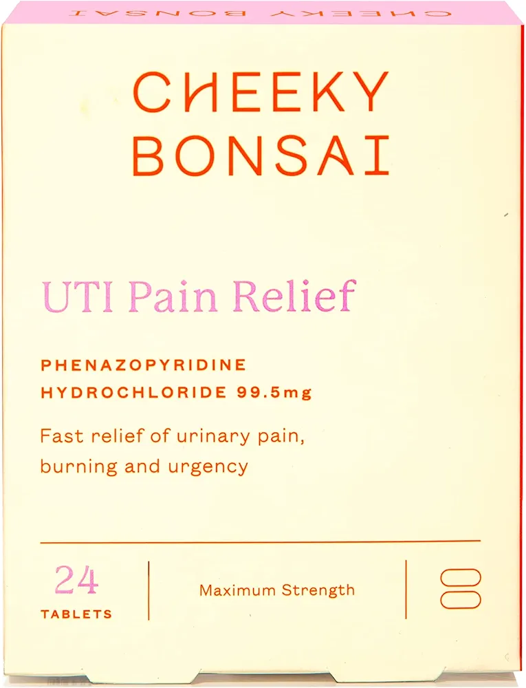 Cheeky Bonsai UTI Pain Relief | 24 Tablets - Fast Acting Pain Relief, Support Healthy Urinary Tract, Maximum Strength UTI Pain Relief