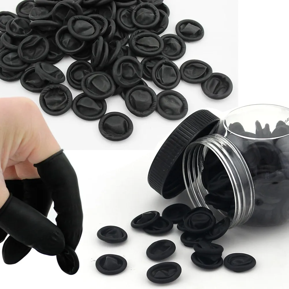 Finger Cots Medium Finger Gloves - Disposable Latex Finger Covers Protection for Finger Tips, Fingertip Protector for Manicure, Handmade, Industrial Apply 150PCS (Black-Large)