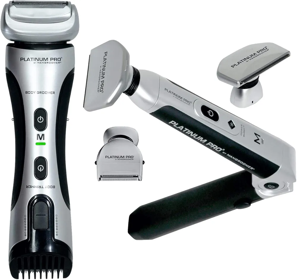 The New PLATINUM PRO Best Bundle - Back Shaver and Body Groomer for Full Body Grrooming, Plus a Free MANGROOMER Nose Trimmer!