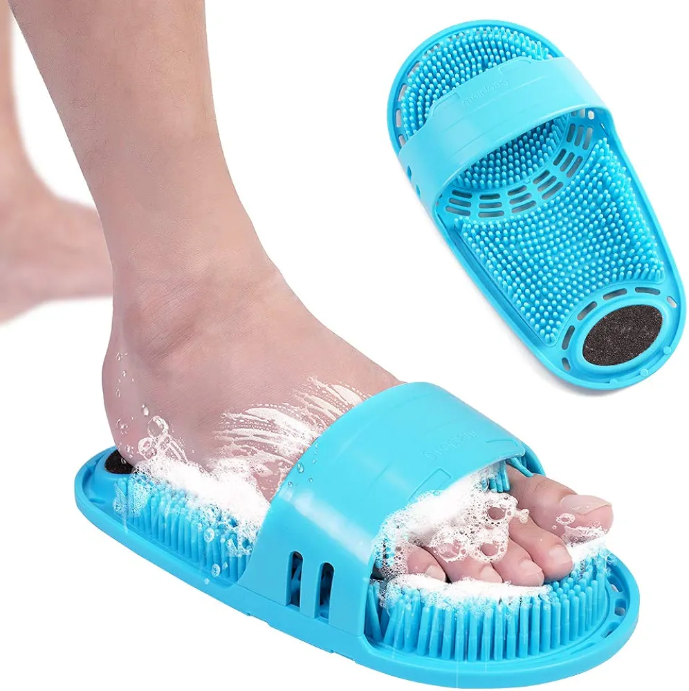 Silicone Shower Foot Scrubber Personal Foot Massage and Cleaning, Non-Slip Foot Scrubber for Men and Women (1PCS Blue)