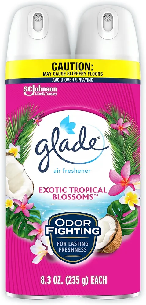 Glade Air Freshener Odor Fighting Room Spray, Exotic Tropical Blossoms, 8.3 oz, 2 Count