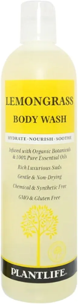 Plantlife Lemongrass Body Wash - GMO and Gluten Free Gentle and Moisturizing Body Wash That Contains Only Ingredients Straight from Nature - Made in the USA 14 oz