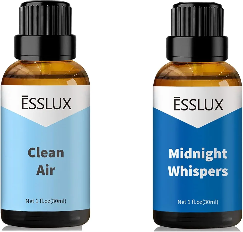 ESSLUX Clean Air & Midnight Whispers Fragrance Oil Essential Oils for Diffuser, Candle Soap Making Clean Fresh Scents, Aromatherapy Scented Massage, Perfume for Humidifier Home Fragrance