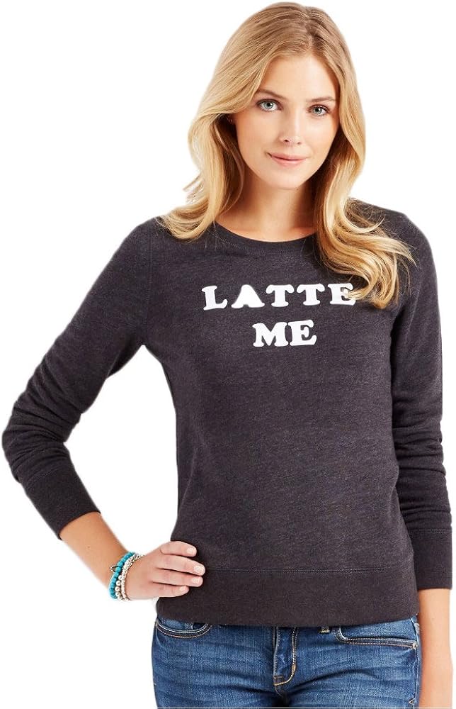 AEROPOSTALE Womens Latte Me Sweatshirt, Black, Large