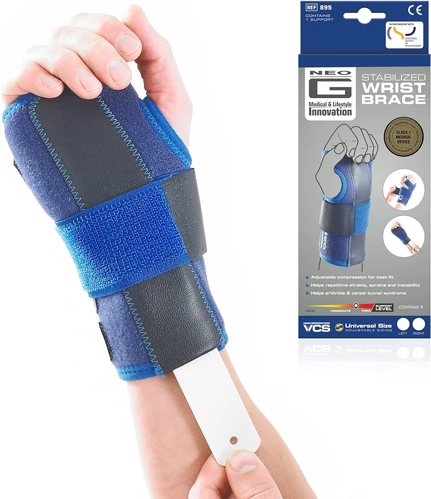 Neo-G Stabilized Carpal Tunnel Wrist Brace - Tendonitis Wrist Brace - For Arthritis, Tendonitis, Joint Pain, Sprains - Adjustable Compression - Right Hand - Class 1 Medical Device