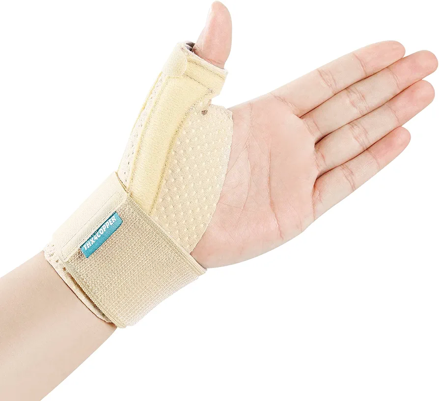 THX4COPPER Thumb & Wrist Stabilizer Splint for Blackberry Thumb,Thumb Pain Relief for Arthritis,Sprained,Tendonitis,Carpal Tunnel,Breathable&Stable,S-M(Beige)