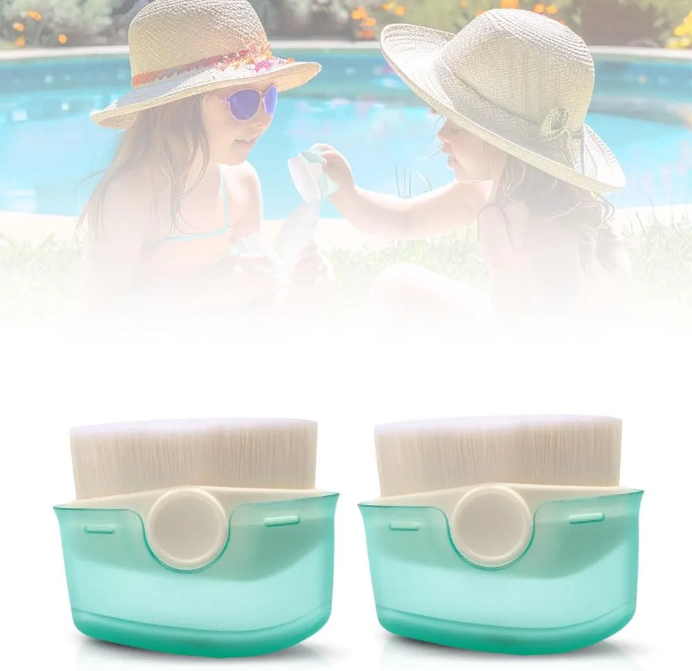 Sunscreen Applicator for Kids, 2 Pack 2024 Upgrade Sunblock Buddy Brush Set with Protective Caps, Buddies Sunscreen Applicator with Lid, Sun Lotion Applicator Sun Cream Brush (2PCS White)