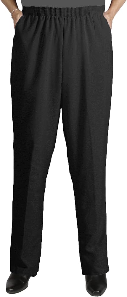 Women's Plus Size Elastic Waist Pull-On Shaped Fit Dress Pants with Pockets