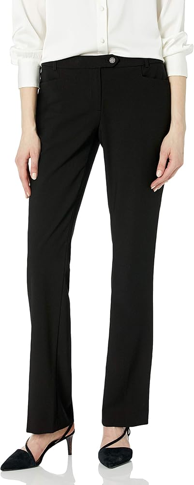 Calvin Klein Women's Classic Fit Straight Leg Lux Suit Pant, Black, 12