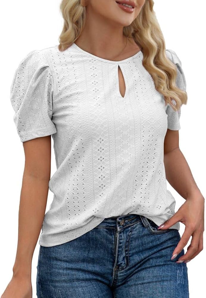 Traleubie Womens Tops Short Sleeve Shirt Dressy Casual Blouses Tunics Top, S-XL