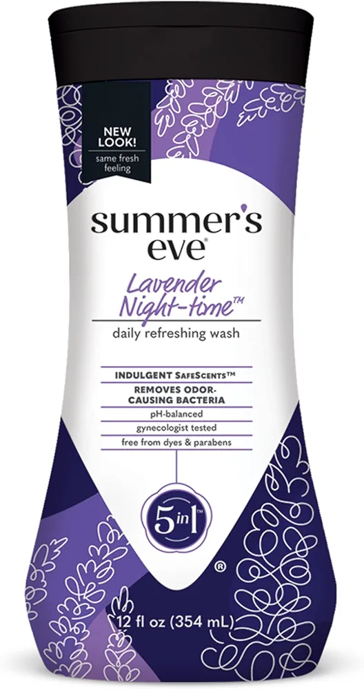 Summer's Eve Lavender Night-time Daily Refreshing All Over Feminine Body Wash, Removes Odor, Feminine Wash pH Balanced, 12 fl oz