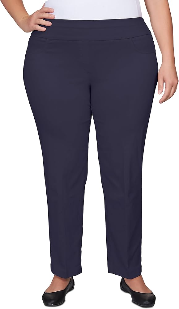 Ruby Rd. Womens Womens Plus-Size Mid-Rise Pull-on Straight Solar Millennium Tech Pant