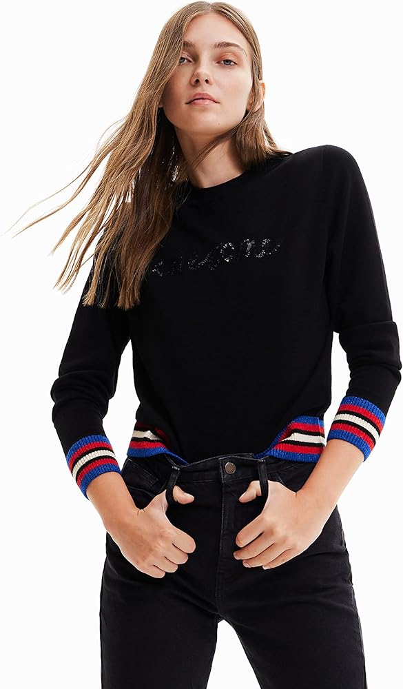 Desigual Women's Woman Flat Knit Thin Gauge Pullover