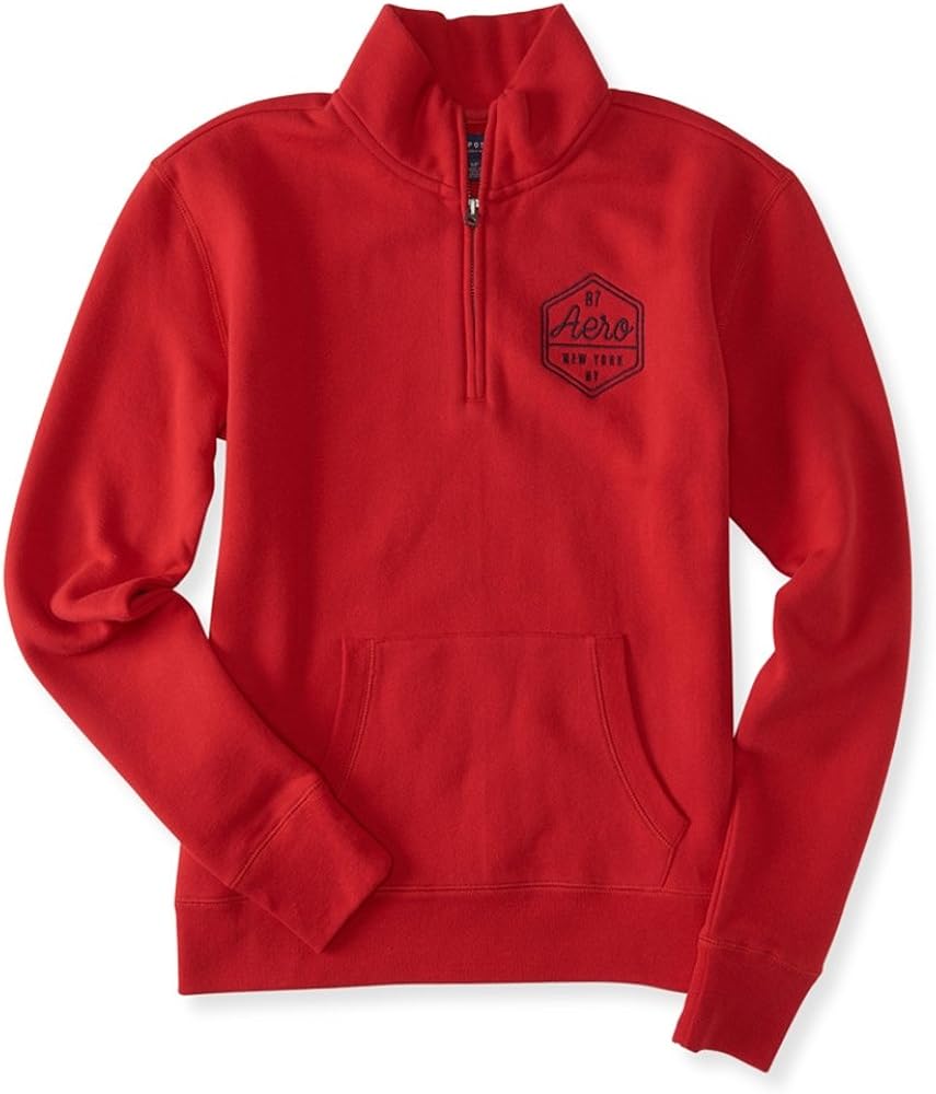 AEROPOSTALE Womens 1/4 Zip Logo Sweatshirt, Red, X-Small