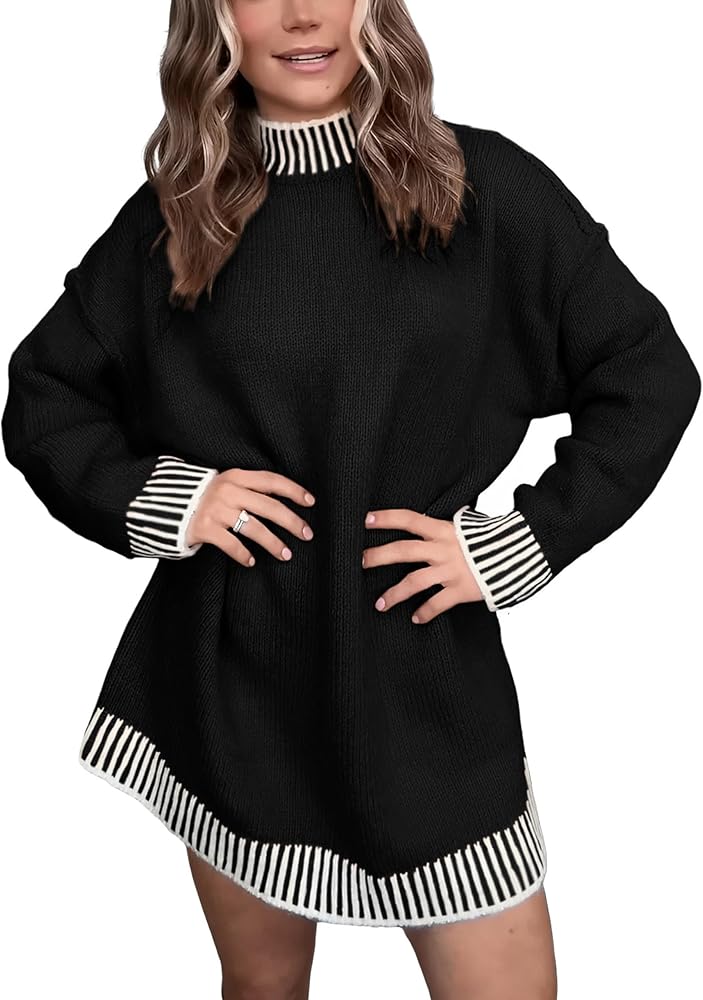 Zhiyouni Women's Oversized Knit Sweater Loose Turtleneck Long Sleeves Pullovers Jumper