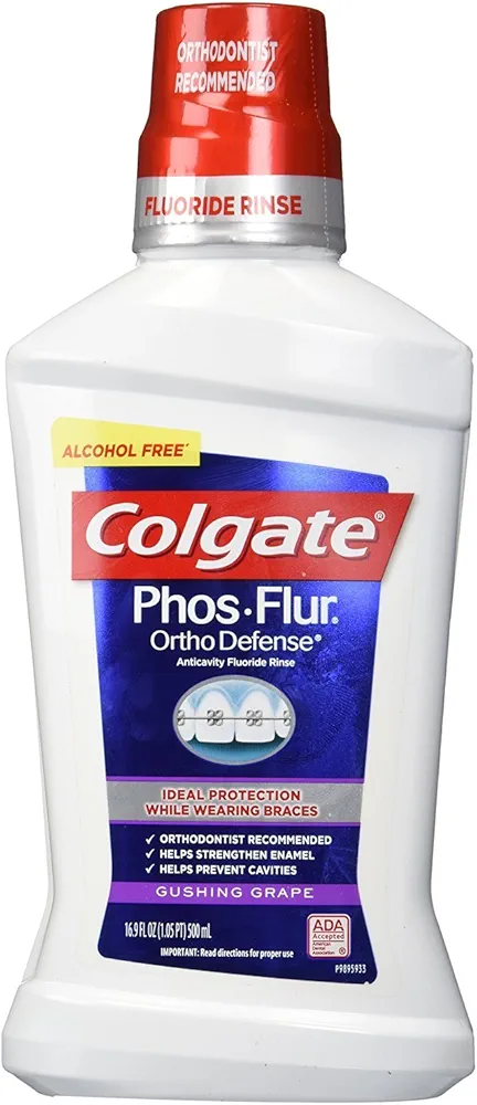 Colgate Phos-Flur Anti-Cavity Fluoride Rinse, Gushing Grape, 16.9 Fluid Ounce