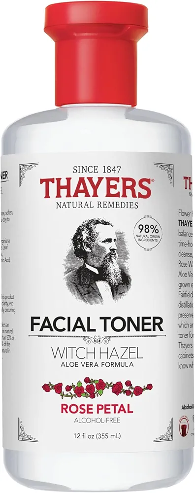 Thayers Alcohol-Free Rose Petal Witch Hazel Facial Toner for Glowing Skin, Soothing, Hydrating, Refreshing Toner for Normal and Combination Skin, 12oz